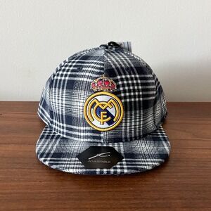 Real Madrid‎ Adjustable Snapback Hat Plaid Navy White Official Licensed New Tags